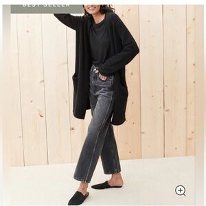 Jenni Kayne Sweater Coat Black open front cardigan small